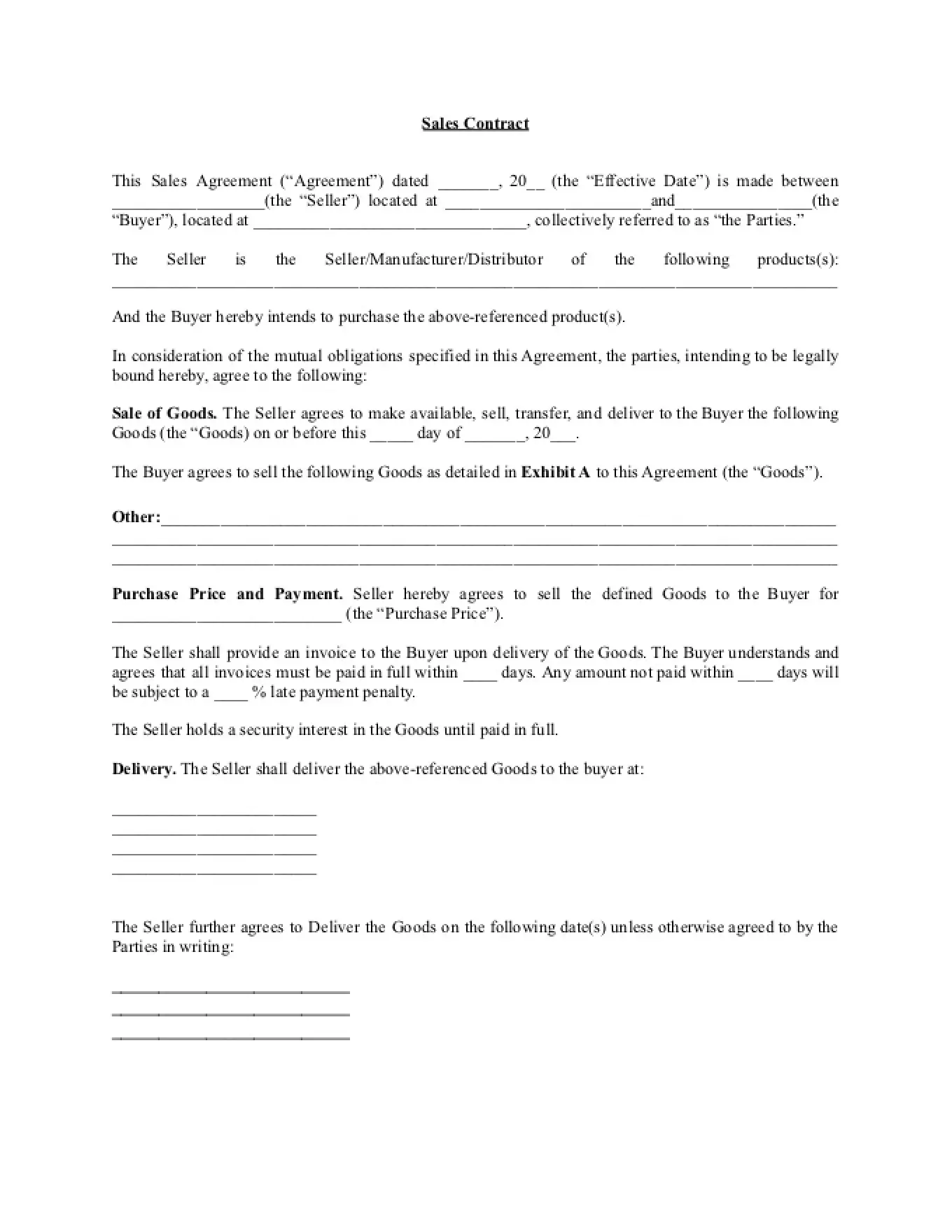 Sales Contract Template